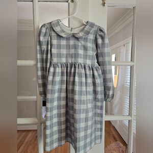 Girls grey and white plaid woven dress